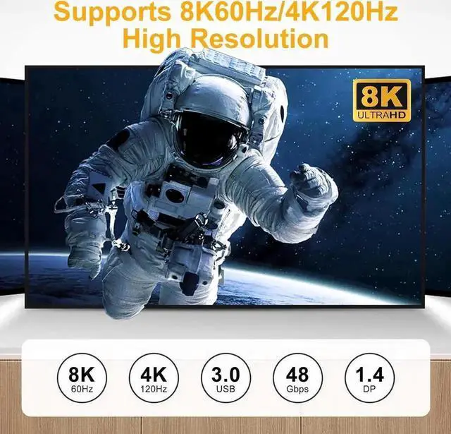 Alt view image 6 of 7 - USB 3.0 KVM Switch 2 Monitors 4 Computers Displayport 8K@60Hz 4K@144Hz,Dual Monitor Displayport KVM Switch 4 Port with USB 3.0, 4x2 DP 1.4 KVM Switch for 2 PC/Laptop,Shares One Mouse Keyboard