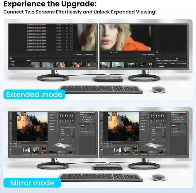 Alt view image 3 of 7 - HDMI KVM Switch, 2x1 Type C KVM Switch with 7 USB-A Ports RJ45 Port PD 100W Ports, Extended Display KVM Switch Supports 4K@60Hz for 1 Monitors 2 Computers, with 2 Thunderbolt USB-C 40Gbps Cable