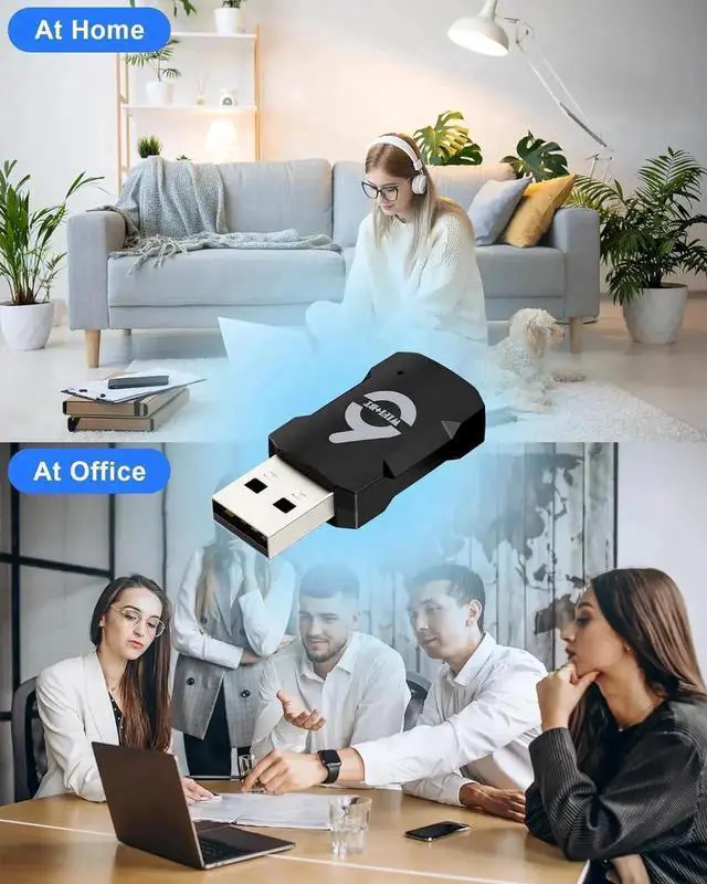Alt view image 6 of 7 - 2-in-1 USB WiFi Adapter - WiFi Bluetooth Adapter, 900Mbps 2.4/5GHZ Dual Band WiFi and Bluetooth Adapter for PC/Laptop/Desktop, Driver Free Wpa3, WiFi 6 USB Bluetooth 5.3 Adapter, Win 10/11