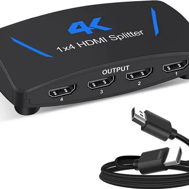 Main image of 4K HDMI Splitter 1 in 4 Out,AUBEAMTO 1x4 HDMI Splitter Duplicate/ Mirror Screen, 4 Port HDMI Splitter Powered Support 4Kx2K@30Hz 3D for PS5, Roku, TV Box - 1 Source to 4 Displays