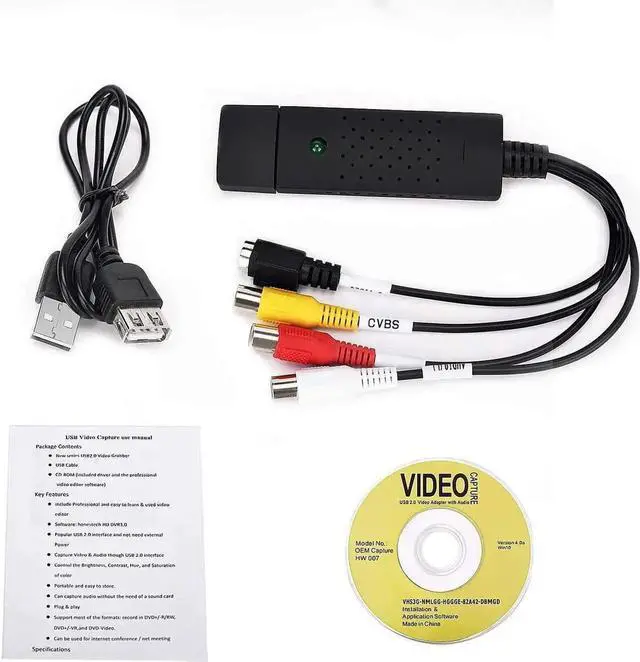 Alt view image 3 of 7 - USB Video Capture Converter, Digitize and Edit Video, VCR VHS to DVD, Analog Video to Digital PC for Windows 7 8 10