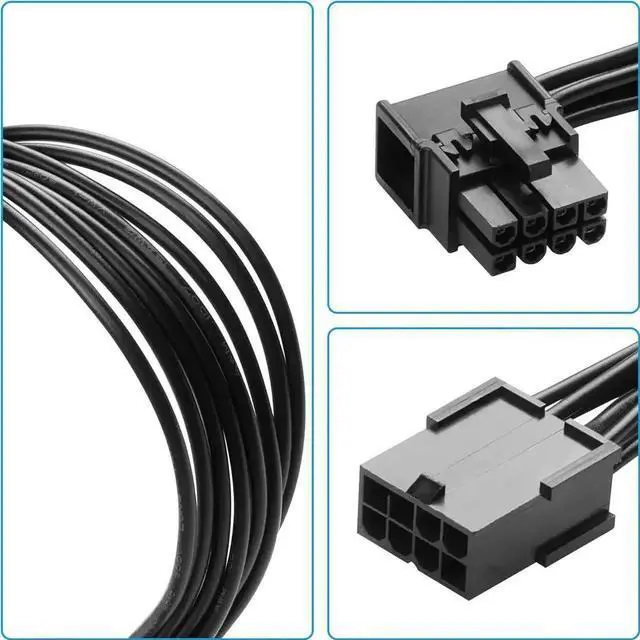 Alt view image 4 of 7 - 8-Pin Extension Cord PCIE 8 Pin Female to Right Angle Male PCIE Express Power Adapter Cable for Graphics Card 18AWG 15CM/5.9Inch (Right)