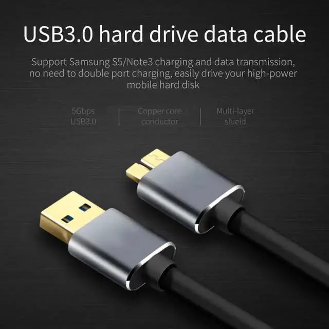 Alt view image 6 of 7 - USB 3.0 to Micro B Cable Male to Male, USB 3.0 Type A to Micro B Data Sync Cable Fast Speed USB 3.0 Cord For External Hard Drive Disk HDD S-a-m-s-u-n-g S5 Note 3 (3.3ft/1M)