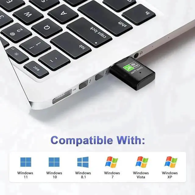 Alt view image 4 of 7 - 650Mbps USB WiFi Adapter, 2.4Ghz & 5Ghz Dual-Band Wi-Fi Adapter, AC650 Wireless Adapter Network Card Compatible with Windows Vista/Xp/Win7/8.1/10/11