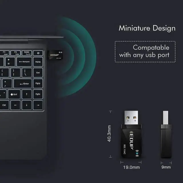 Alt view image 3 of 7 - Mini USB WiFi Adapter 1300Mbps USB 3.0 WiFi Dongle 802.11 ac Wireless Network Adapter with 2.4GHz/ 400Mbps 5.8GHz/ 867Mbps with Built-in Antenna for Windows 10/7/8/8.1/XP Mac OS X 10.6-10.15.3