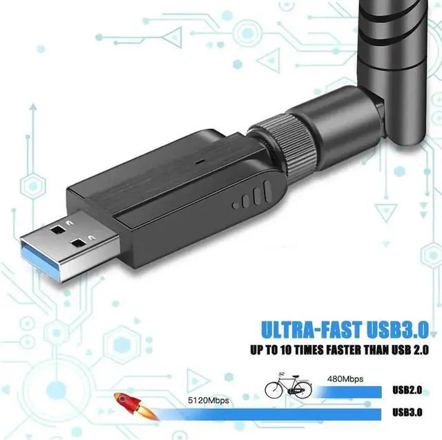 Alt view image 7 of 7 - USB WiFi Adapter 1200Mbps, USB 3.0 Wireless Network Adapter, 802.11ac WiFi Dongle with Dual Band 2.4GHz 5.8GHz, 5dBi Antenna, Supports Windows 10 8 7 Vista XP, Mac10.6-10.13, Linux