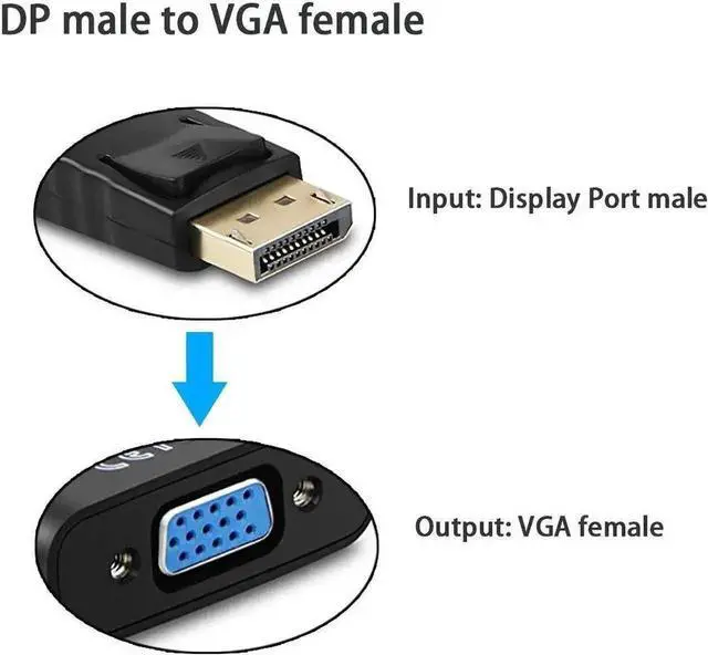 Alt view image 2 of 6 - Display Port to VGA Adapter,4 Pack Gold-Plated DisplayPort DP to VGA Converter (Male to Female) for Computer, Desktop, Laptop, PC, Monitor, Projector, HDTV