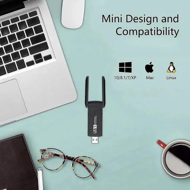Alt view image 6 of 7 - 1200Mbps USB WiFi Adapter, AC1200 Dual Band WiFi Dongle Receiver, Support 5Ghz 867Mbps 2.4Ghz 300Mbps, USB 3.0 Wireless Adapter for PC / Desktop / Laptop Windows10 / 8.1 / 8/7 / XP, Mac 10.5-10.15