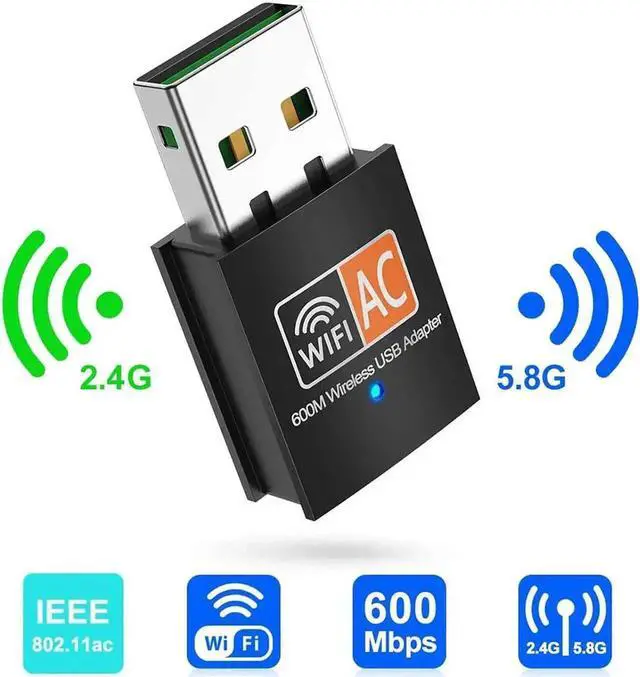 Main image of USB Wireless Adapter AC600Mbps Realtek RTL8811CU Chipset Mini Type Dual Band 11AC WiFi Dongle IEEE 802.11ac 600Mbps for Laptop Desktop IPTV USB 3.0 Network Adapter Support Windows 10 Mac Linux