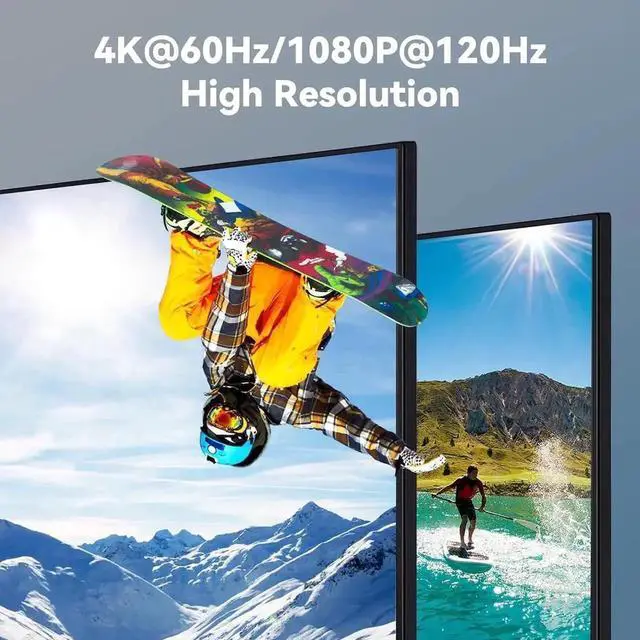 Alt view image 7 of 7 - 2 Port HDMI KVM Switch 1 Monitors 2 Computers, 4K@60Hz HDMI USB KVM Switches for 2 Computers Sharing One Monitor and Keyboard Mouse, with 2 USB 2.0 Cables and Desktop Controller