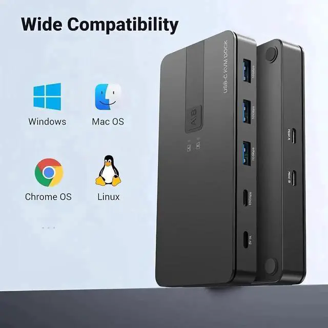 Alt view image 5 of 7 - USB C Switch 2 Computers Share USB A & USB C Devices, 10Gbps USB 3.2 Switch Hub Selector for PC Laptop Keyboard Mouse Printer Scanner One Key Switch Compatible with Windows, Mac, Linux