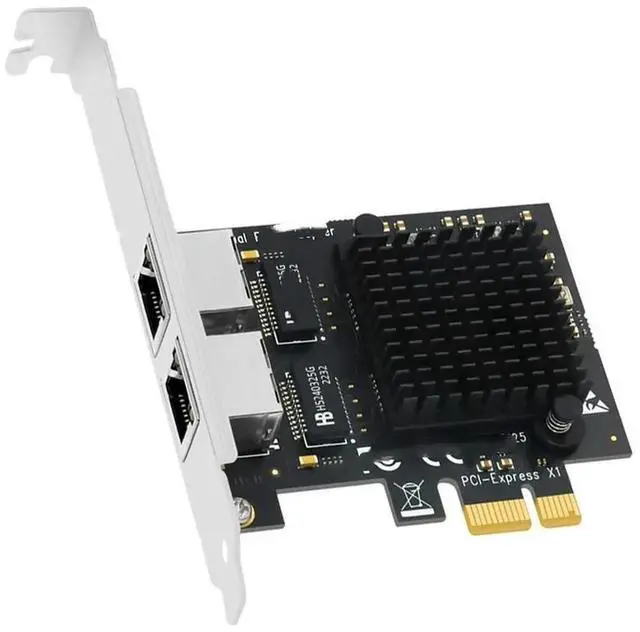 Main image of FOR PCIE Network Card NIC 2500Mbps Network Adapter RTL825BG Chip PCI Express X1 to 2 Port RJ45 Gigabit Ethernet 2.5Gb for PC Desktop