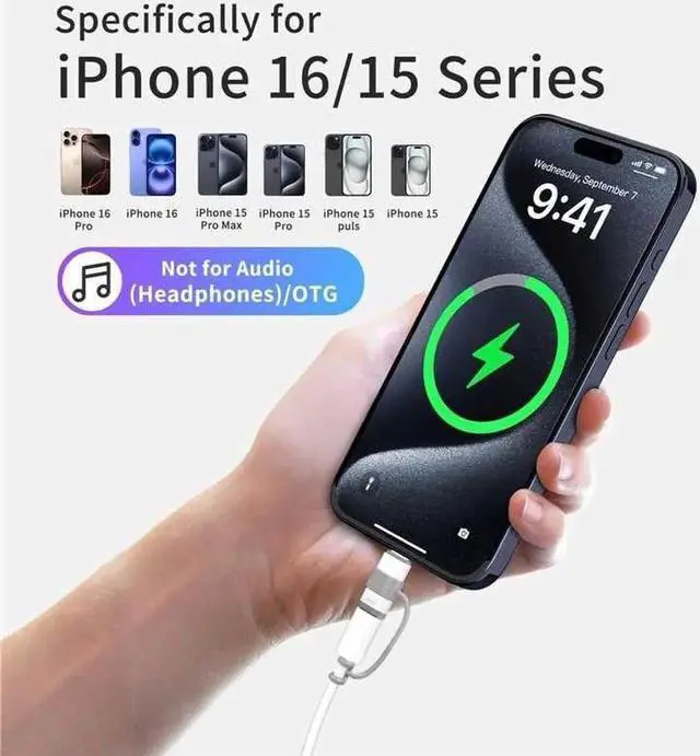 Alt view image 3 of 7 - 4 Pack Lightning to USB C Adapter for iPhone 15/16 Pro/16 Pro Max/Plus S24 iPad Air Nintendo Switch Fast Charging&Data Transfer Type C Charger Connector Cable for iPhone 16/15 Charger