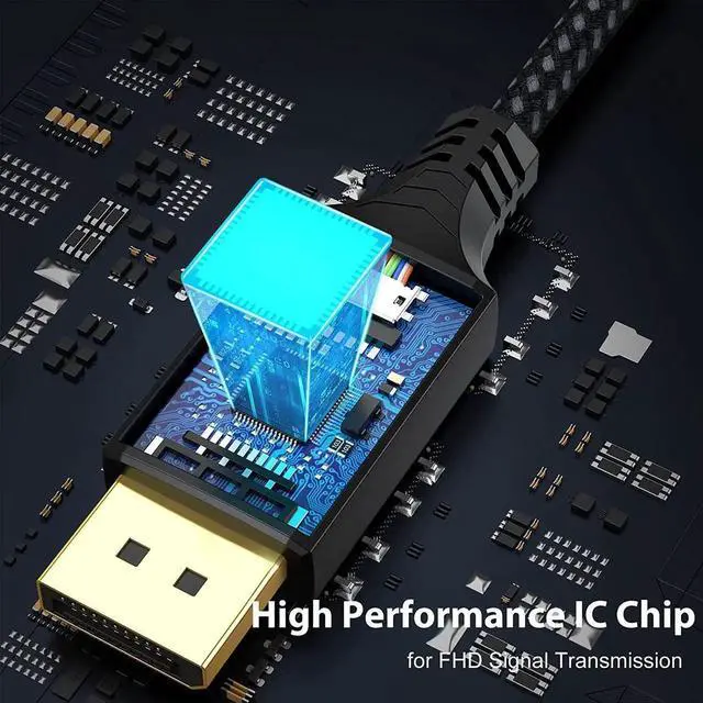 Alt view image 2 of 7 - DisplayPort to DVI Cable 6ft Display Port to DVI-D/I Cord Braided Gold-Plated Male to Male 1080P@60Hz for Computer Laptop Graphics Card Monitor Projector HDTV