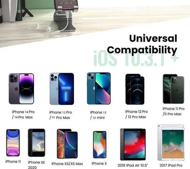 Alt view image 5 of 7 - MFi Certified Lightning to 3.5 mm Headphone Jack Adapter for iPhone 2 Pack iPhone 3.5mm Aux Audio Adapter Converter Cable Dongle Compatible for iPhone 14 13 12 11 Pro Max XS XR X 8 7 6 iPad