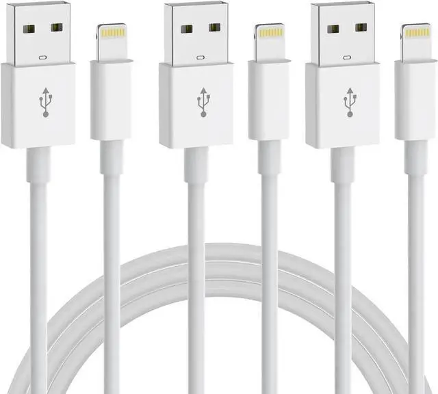 Main image of 3-Pack 6ft Lightning Cable for iPhone Fast Charging USB A to Lightning Cable Compatible with iPhone 14 Pro Max/14 Pro/13/12 iPad AirPods MFi Certified