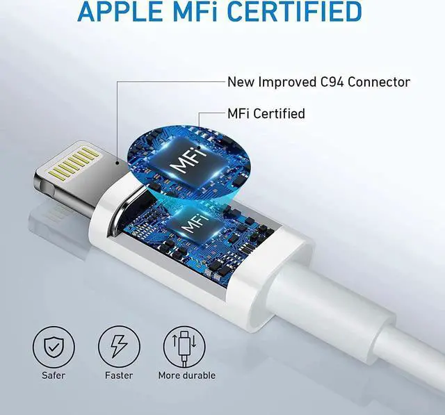 Alt view image 6 of 7 - 3-Pack 6ft Lightning Cable for iPhone Fast Charging USB A to Lightning Cable Compatible with iPhone 14 Pro Max/14 Pro/13/12 iPad AirPods MFi Certified