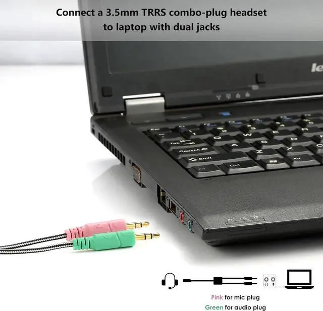Alt view image 5 of 6 - Headphone Splitter for Computer CTIA 3.5mm TRRS Female to Dual TRS Male Mic Audio Jack Y Adapter Headset Splitter Cable for PC Laptop to Gaming Headset - 8inch/20cm