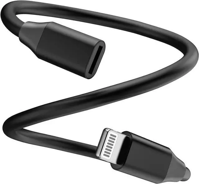 iPhone Charger Extender Cable 1Ft [Apple MFi Certified] Lightning Male to Female Charge Cord Fast Charging Sync Data Cable Compatibility for iPhone 14 13 13 Pro Max 12 11 8 7 6 Connector Dongle Black