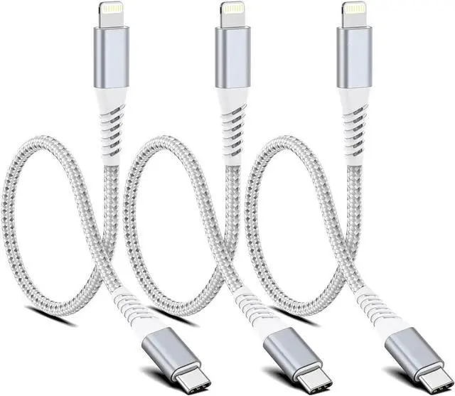 Main image of Short USB C to Lightning Cable6 inch 3 PackBraided Type C to Lightning Cable PD Fast Charging 0.5 Foot USBC to Lightning Cable for iPhone 14 13 12 Pro Max Mini 10 8 Plus XR XS SE AirPods