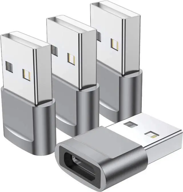 Main image of USB C Female to USB Male Adapter (4-Pack) Type C to USB A Charger Converter for iPhone 16 15 14 13 12 11 Plus Pro Max Galaxy S24 S23 S22 Ultra Apple iWatch Watch Series 7 8 AirPods iPad