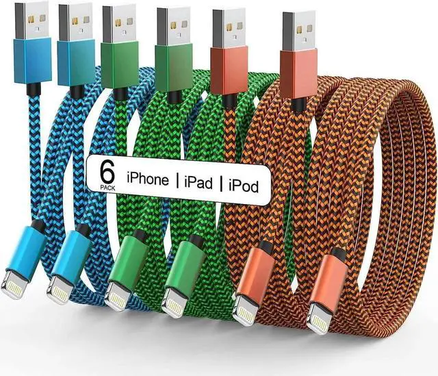 Main image of Apple MFi Certified iPhone Charger 6Pack - 3/3/6/6/10/10 FT Lightning Cable Nylon Braided USB to Fast Charging Sync Cord Compatible iPhone 14/13/12/11 Pro Max/XS/XR/X/8/7/6 /iPad
