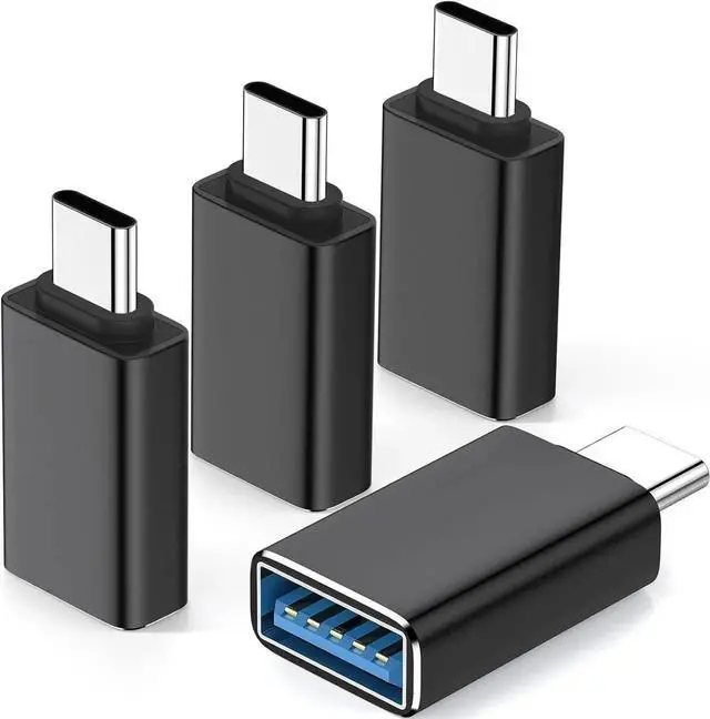 Main image of USB C to USB Adapter 4 Pack [Side-by-Side Use] USB Type C Male to USB 3.0 Female OTG Converter Thunderbolt 4/3 to USB Adapter for iPhone 15 Pro Max Plus MacBook Pro Air Galaxy iPad Black
