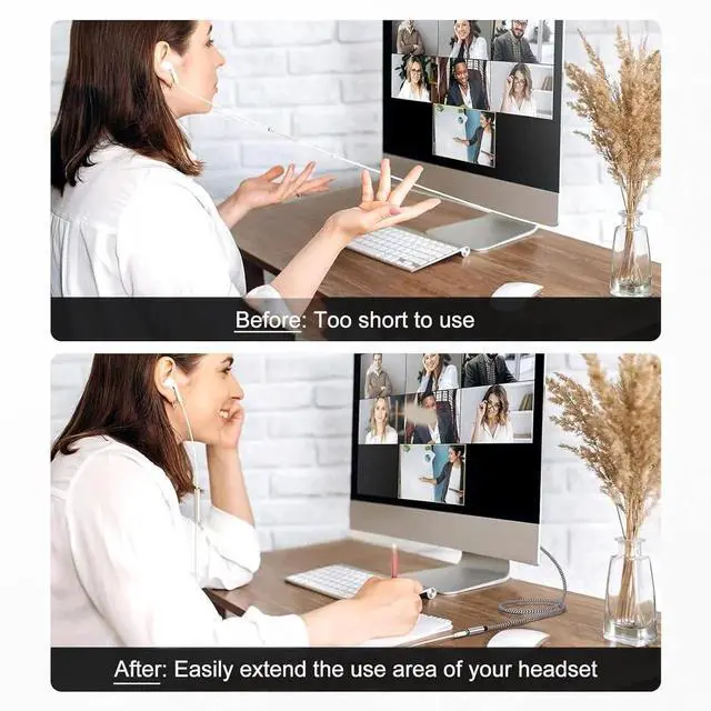 Alt view image 5 of 7 - Headphone Extension Cable 6FT 3.5mm Male to Female Stereo Audio Extension Cable with Microphone Nylon Braided Aux Adapter Extender Cord for Headset iPhone iPad Smartphones Tablets Media Players