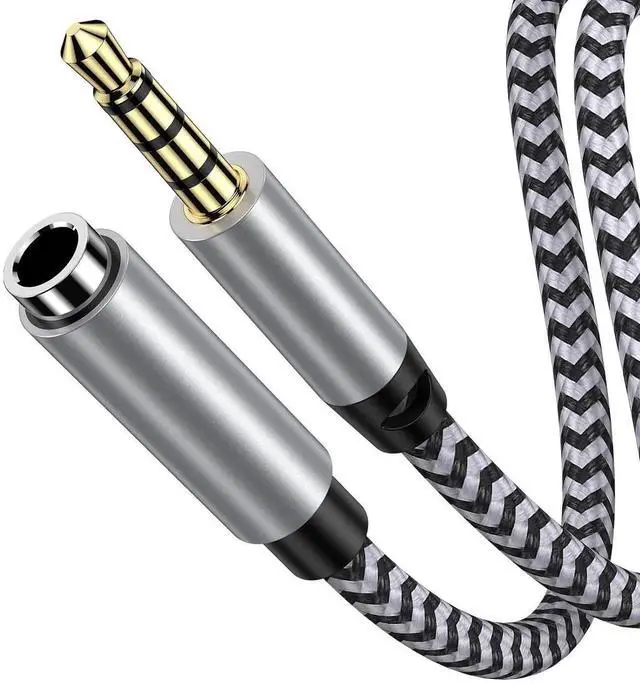 Main image of Headphone Extension Cable 6FT 3.5mm Male to Female Stereo Audio Extension Cable with Microphone Nylon Braided Aux Adapter Extender Cord for Headset iPhone iPad Smartphones Tablets Media Players