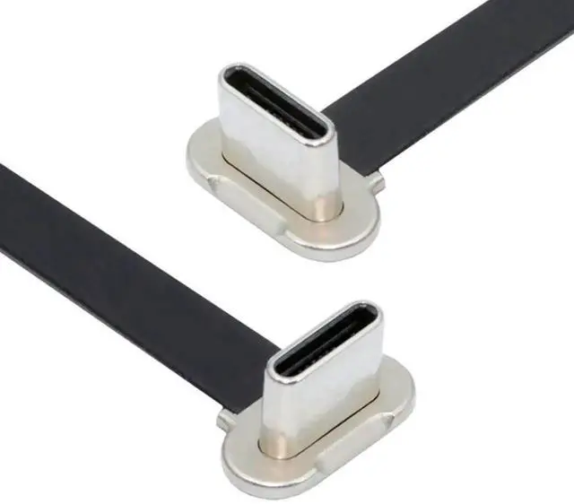 Alt view image 4 of 7 - USB C Short Flat Cable USB 2.0 Type C Dual 90 Degree Angled PD 65W Fast Charge Data Extension 75MM Cable