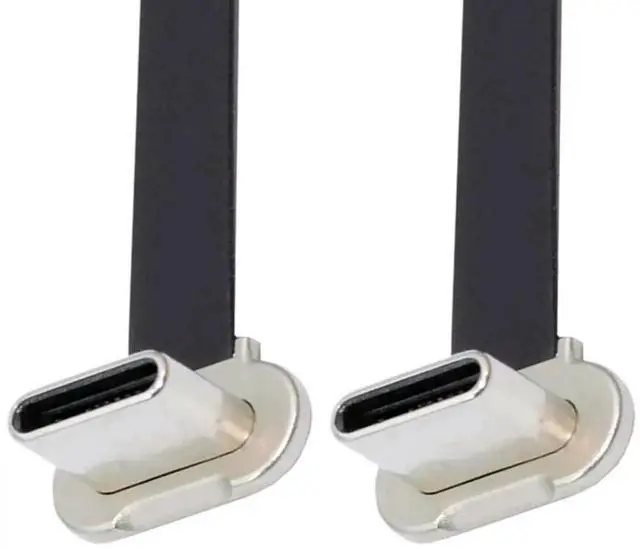 Alt view image 5 of 7 - USB C Short Flat Cable USB 2.0 Type C Dual 90 Degree Angled PD 65W Fast Charge Data Extension 75MM Cable