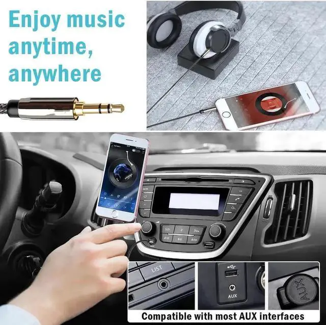 Alt view image 3 of 6 - AUX Cable, 3.5mm Nylon Braided Stereo AUX Cable Male to Male Hi-Fi Sound AUX Cord Auxiliary Audio Cable for Car, Headphone, Speaker, Home Stereo, iPhone, Echo(3.3 Feet / 1 Meter)