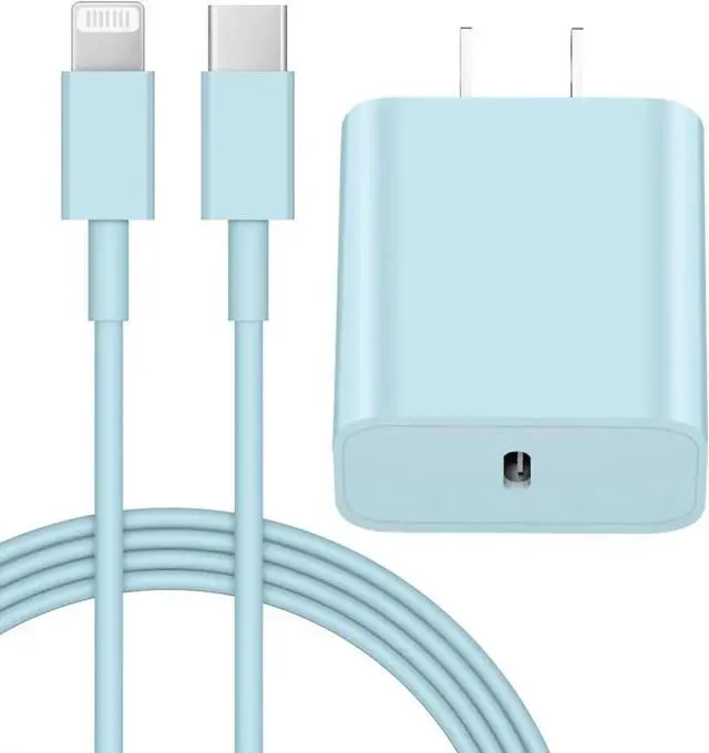 Main image of iPhone 14 13 12 Fast Charger 20W PD USB C Wall Charger with 6FT Fast Charging Cable for iPhone 14/14 Pro/14 Pro Max/14 Plus/13/12/11/Pro/Pro Max/Mini/Xs Max/X iPad - Blue