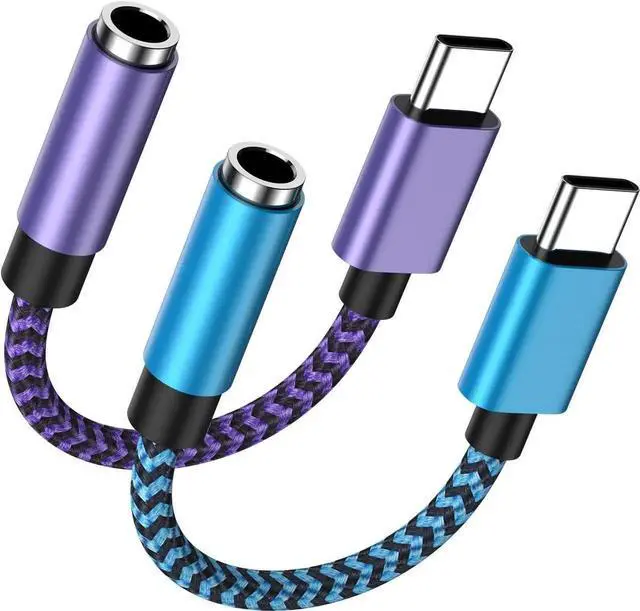 Main image of USB Type C to 3.5mm Headphone Jack Adapter 2-Pack USB C to Aux Female Audio Dongle Cable Cord Compatible Galaxy A54 S24 S23 Ultra A15 A14 S22 S21FE S20+ S10e S9 S8 Note 20 10+ Pixel 8 7Pro 6 5