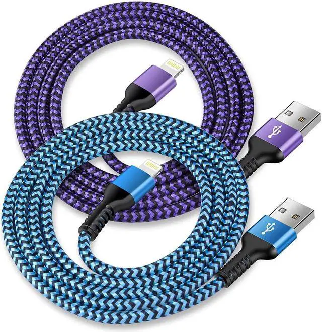 Main image of USB A to Lightning Cord 2Pack/3Ft Nylon Braided iPhone Charger Cable Approved Fast Charging Power Wire for iPhone 14 14 Pro Max 13 Pro Max 13Pro 13 13 Mini 12 11 10 XR XS X 8 Plus 7 6 6s