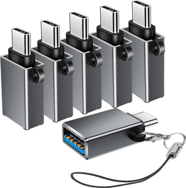 Main image of USB C to USB Adapter 6 Pack USBC to USB Adapter USB A to USB C Adapter USB to USBC Adapter USB-C to USB Adapter C to USB Adapter for MacBook Pro/Air iPad Pro and More(Grey)