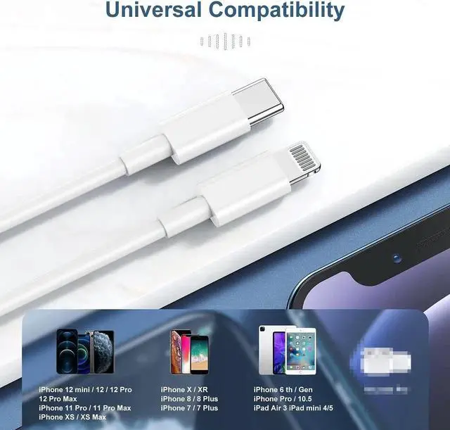 Alt view image 4 of 7 - 6ft iPhone Charger USB C Lightning Cable Usbc to Lighting Fast Charging Cord for iPhone 13 12 Charger Cable 6 ftApple MFi Certified Long Type C Wire for Apple iPhone 13 12 Pro Max 11 X XS XR 8 Plus