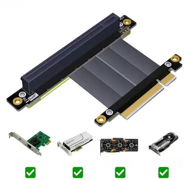 Main image of FOR PCI Express PCIe 3.0 x8 to x16 Riser Card Extension Cable 8Gbps High Speed PCI Express 16x Ribbon Extender 90 Degree Right Angle