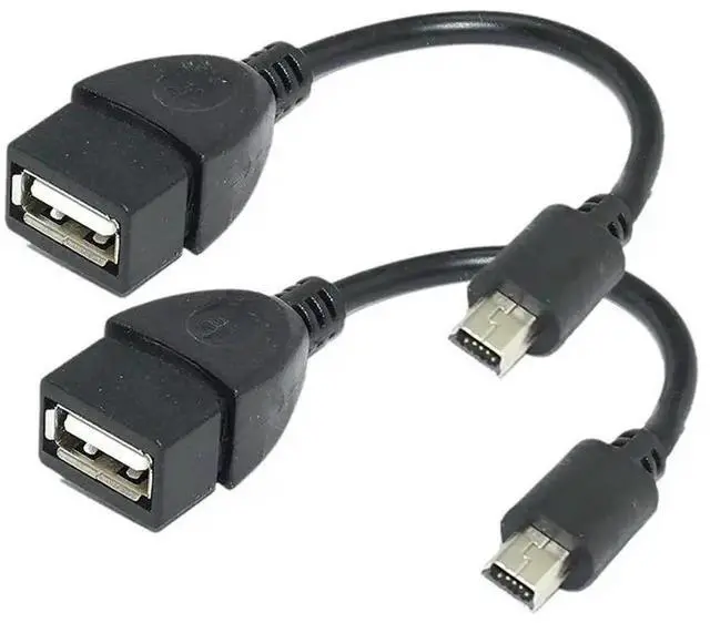 Main image of FOR (2 Pack) Mini USB OTG Cable for Cameras - USB A Female to Mini USB B 5 Pin Male Adapter Cable