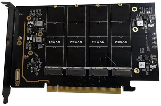 Main image of FOR M.2 NVME to PCIe 4.0 X16 Adapter Card, Supports 4 NVMe M.2 2280, Supports Bifurcation Raid