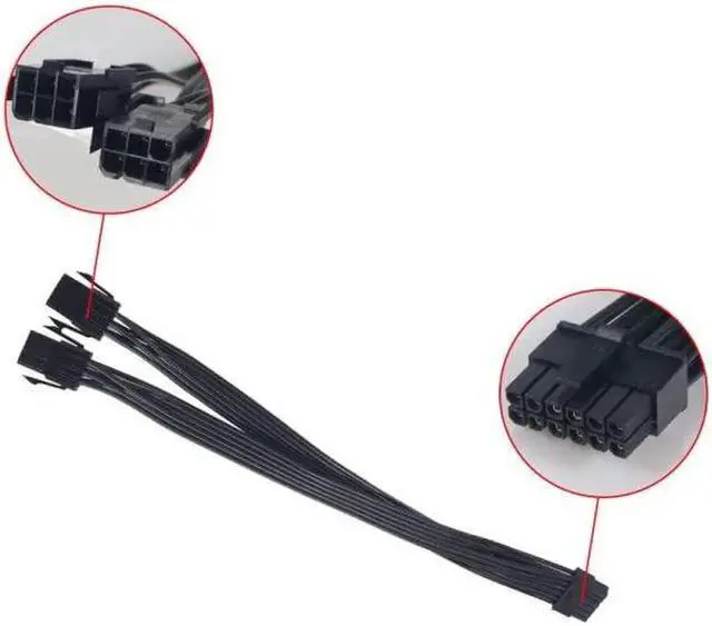 Alt view image 2 of 5 - Dual PCIe 6/8 Pin Female to Mini 12 Pin Male GPU Power Adapter Cable Compatible with NVIDIA GeForce RTX 30 Series RTX 3080 RTX 3090 GPU (Double 6Pin)