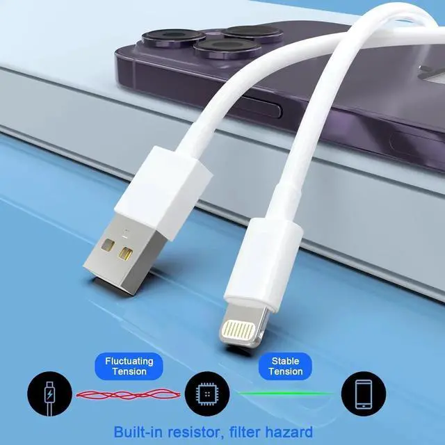 Alt view image 7 of 7 - Original [Apple MFi Certified] iPhone Charger 5Pack(3/3/6/6/10 FT) iPhone Charger Fast Charging Lightning Cable iPhone Charger Cord for iPhone 14/13/12/11 Pro Max/XS MAX/XR/XS/X/8/7 Plus iPad AirPods