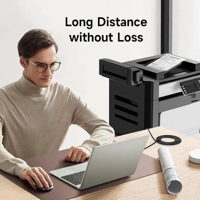 Alt view image 7 of 7 - USB 2.0 Printer Cable 25 FT 2.0 High Speed Printer Cable Type A Male to B Male Long USB A to B Cable 25 Foot