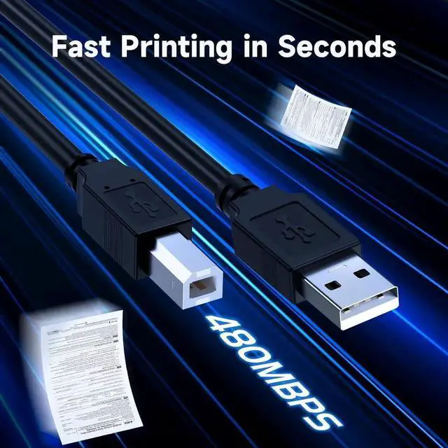 Alt view image 4 of 7 - USB 2.0 Printer Cable 25 FT 2.0 High Speed Printer Cable Type A Male to B Male Long USB A to B Cable 25 Foot