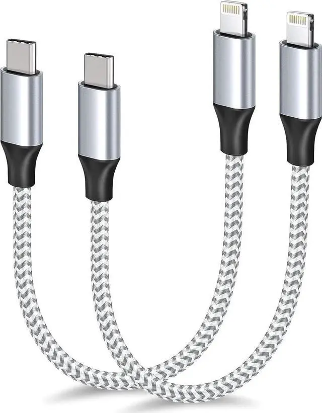 Main image of 1ft USB C to Lightning Cable Short 2 Pack PD USB C iPhone Charger Cable MFi Certified 12 inch Fast Charging Type C to Lightning Cord Nylon Braided for iPhone 14/13/12/11Pro/X/XR/XS/8/7/6s/Plus/iPad