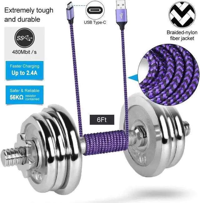 Alt view image 6 of 7 - Fast Charging USB Type C Wall Charger for Samsung Galaxy Note 20/10 S24 S23 S22 S21 S20 FE/Ultra 5G S10 A35 A55 A15 A54 A14 A51 A20,5V/1A Single Power Adapter Charger Block Cube 6ft USB C Cable,2Pack