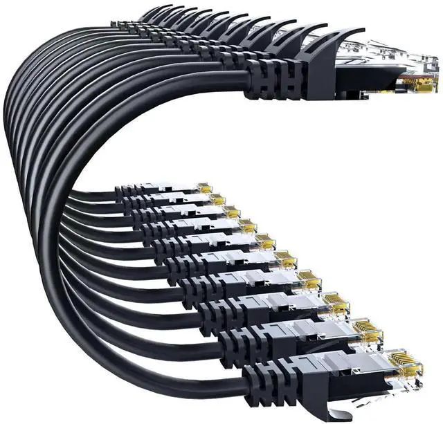 Main image of Cat 6 Ethernet Cable 3FT 10Pack, Cat6 Ethernet Patch Cable 10Gbps, High-Speed UTP Cat6 Network Cable Pure Copper, Cat 6 Cable for Home and Office Network, Black