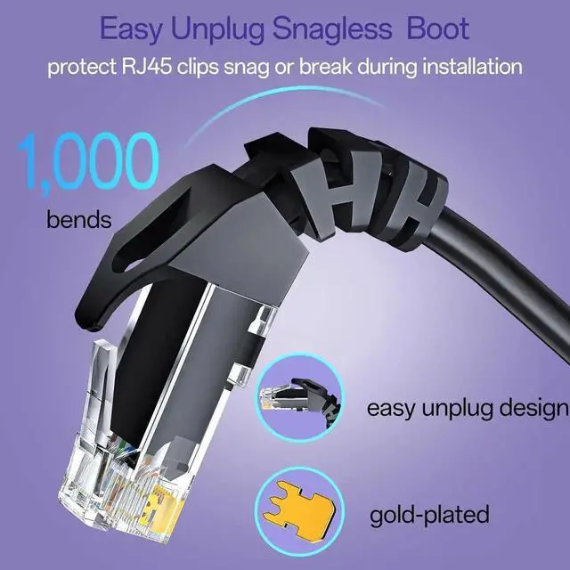 Alt view image 5 of 6 - Cat 6 Ethernet Cable 3FT 10Pack, Cat6 Ethernet Patch Cable 10Gbps, High-Speed UTP Cat6 Network Cable Pure Copper, Cat 6 Cable for Home and Office Network, Black