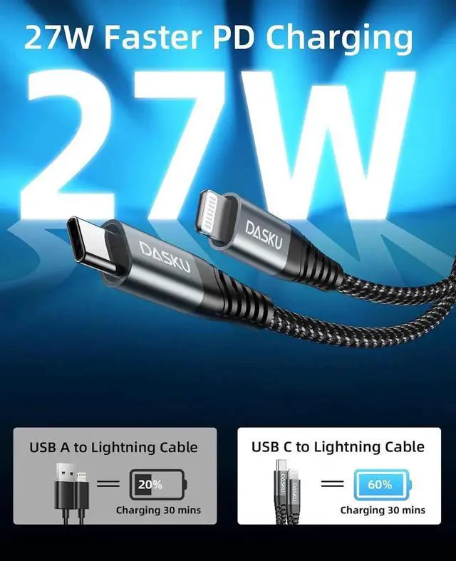 Alt view image 7 of 7 - USB C to Lightning Cable 6FT 2Pack iPhone Charger Fast Charging Nylon Braided Long [Apple MFi Certified] Type C iPhone Charging Cord Compatible with iPhone 14/13/12/11/Pro/MAX/X/8/7/iPad and More