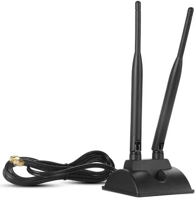 Main image of Dual WiFi Antenna with Extension Cable 6.5Ft RP-SMA Male Connector 2.4GHz/5GHz Dual Band Antenna Magnetic Base for WiFi Wireless Router Mobile Hotspot Signal Enhancement